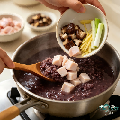 Black Rice and Chicken Porridge