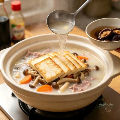 杂菌豆腐炖砂锅