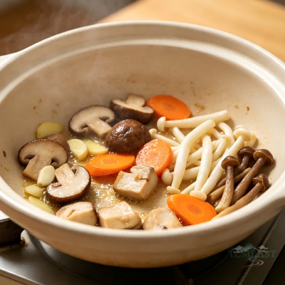 杂菌豆腐炖砂锅