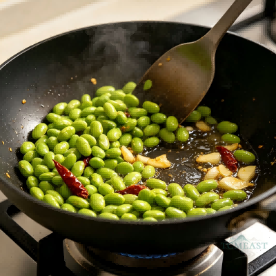 Braised Loofah with Edamame