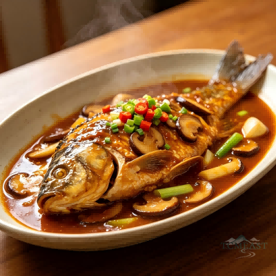 Braised Crucian Carp with Shiitake Mushrooms