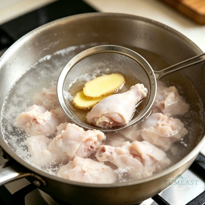 Mushroom Stew with Skinless Chicken Leg