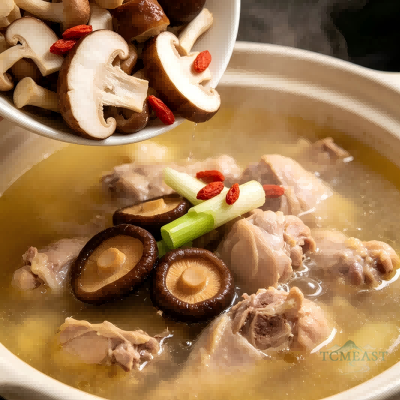 Mushroom Stew with Skinless Chicken Leg
