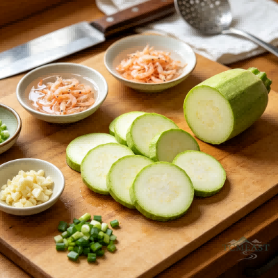 Stir-fried Zucchini with Dried Shrimp (Xihulu Chao Xiapi)