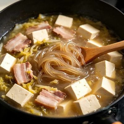 Sauerkraut & Frozen Tofu Stew (Suancai Dun Dong Doufu)