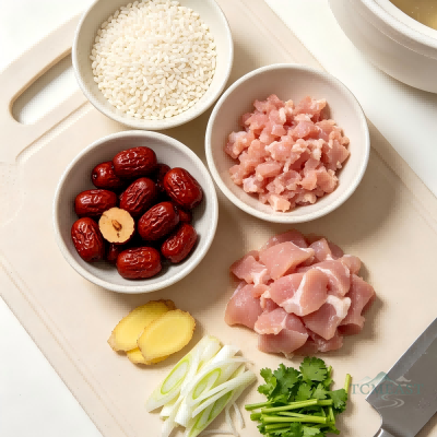 葱白大枣鸡肉粥