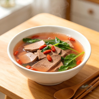 Goji Berry & Pork Liver Soup (Gouqi Zhugan Tang)