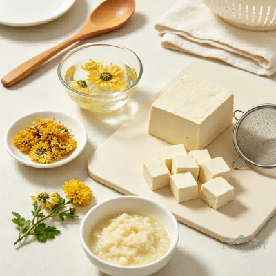 Tofu & Chrysanthemum Thick Soup (Doufu Juhua Geng)