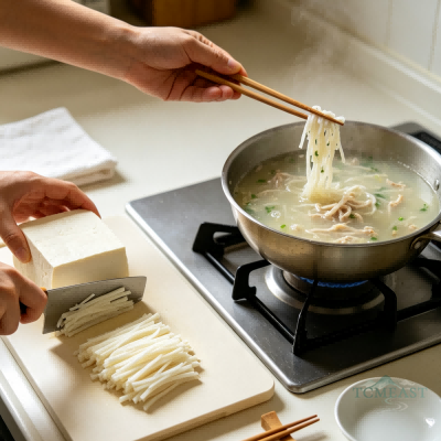 Shepherd's Purse & Chrysanthemum Tofu Soup (Jicai Juhua Doufu Geng)